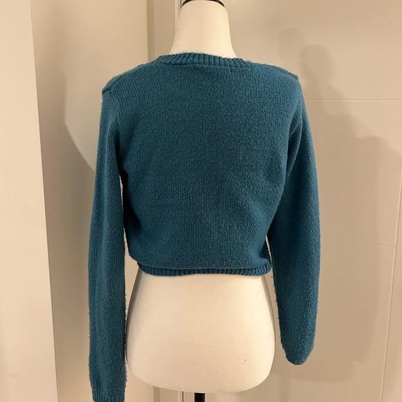 UO/Cooperative Cropped Blue Sweater - Picture 2 of 4